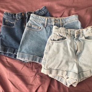 American Apparel Cuffed Denim Shorts